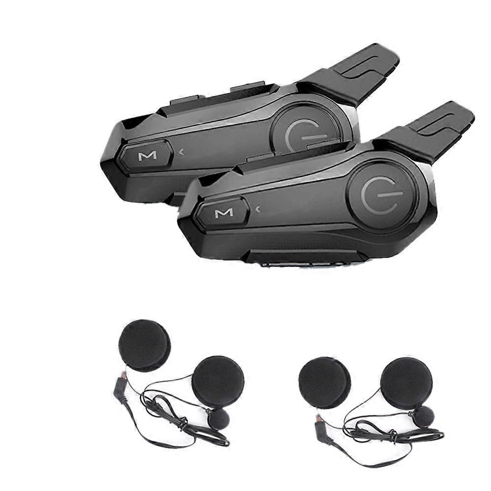 2stk Bluetooth Intercom motorcykel fuld hjelm Bluetooth-headset til 2 intercomunicador trådløst headset