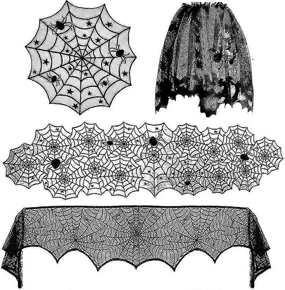 Spitzen-Halloween-Tischdecken-Set – Elegante Party-Requisiten