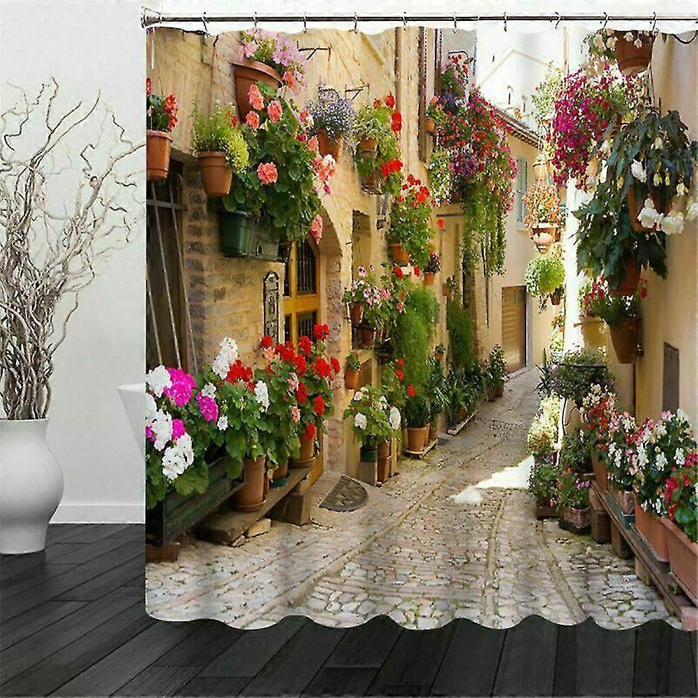 3d Romantic Street Waterproof Polyester Shower Curtain Bathroom With Hooks