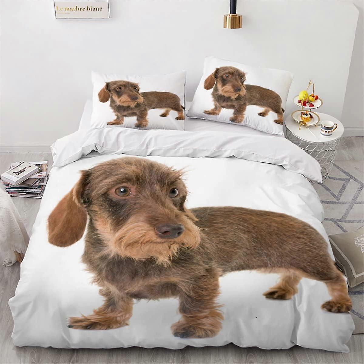 Kerota Copripiumino per bambini Set di biancheria da letto per coniglio bassotto a pelo duro per 1 persona con chiusura a cerniera Biancheria da le...