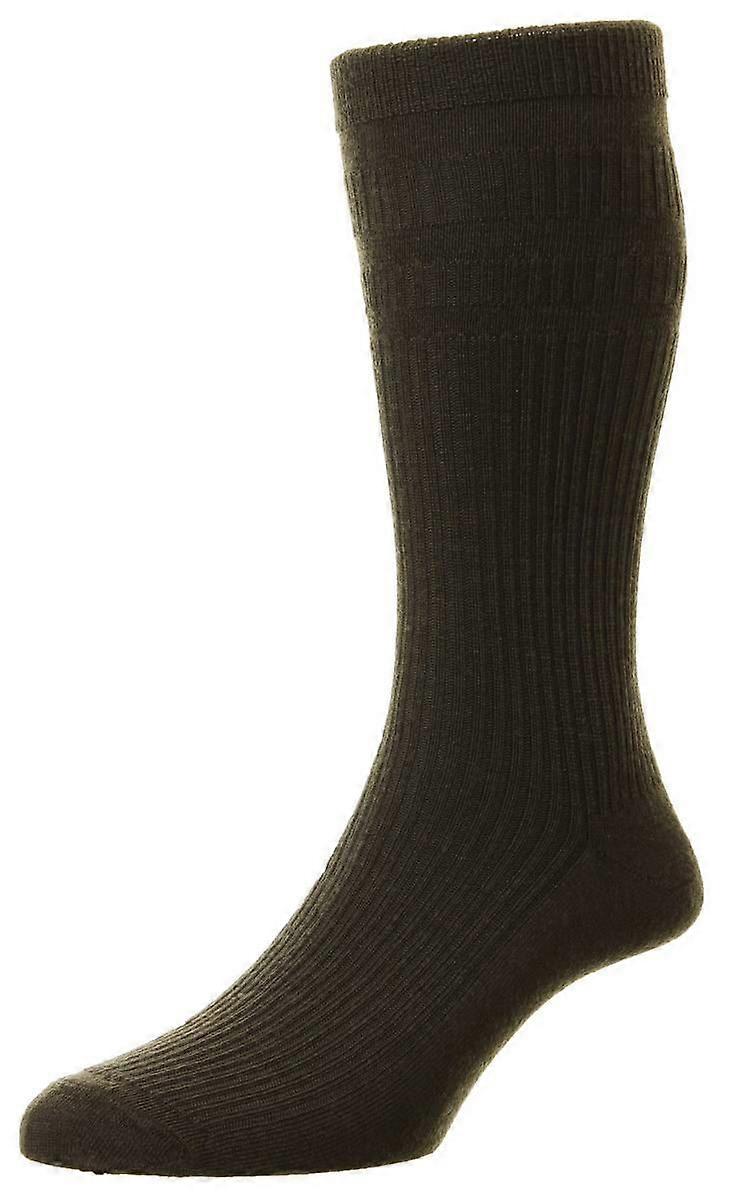 HJ Hall Original Wool Softop Socks - Dark Brown