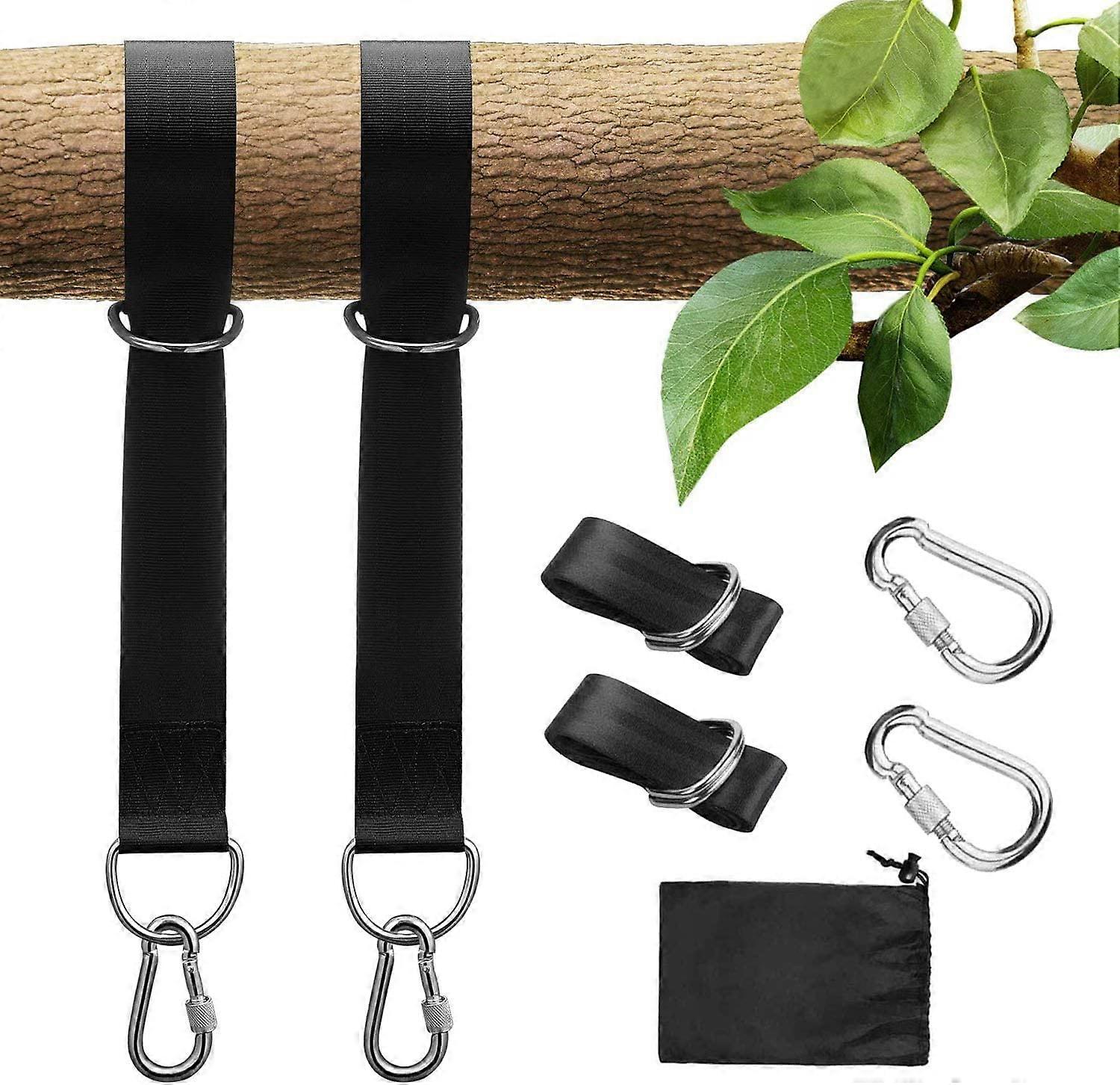 Colisal Tree Swing Hammock Hanging Straps Ropes With Hooks 2 Set 150*5M
