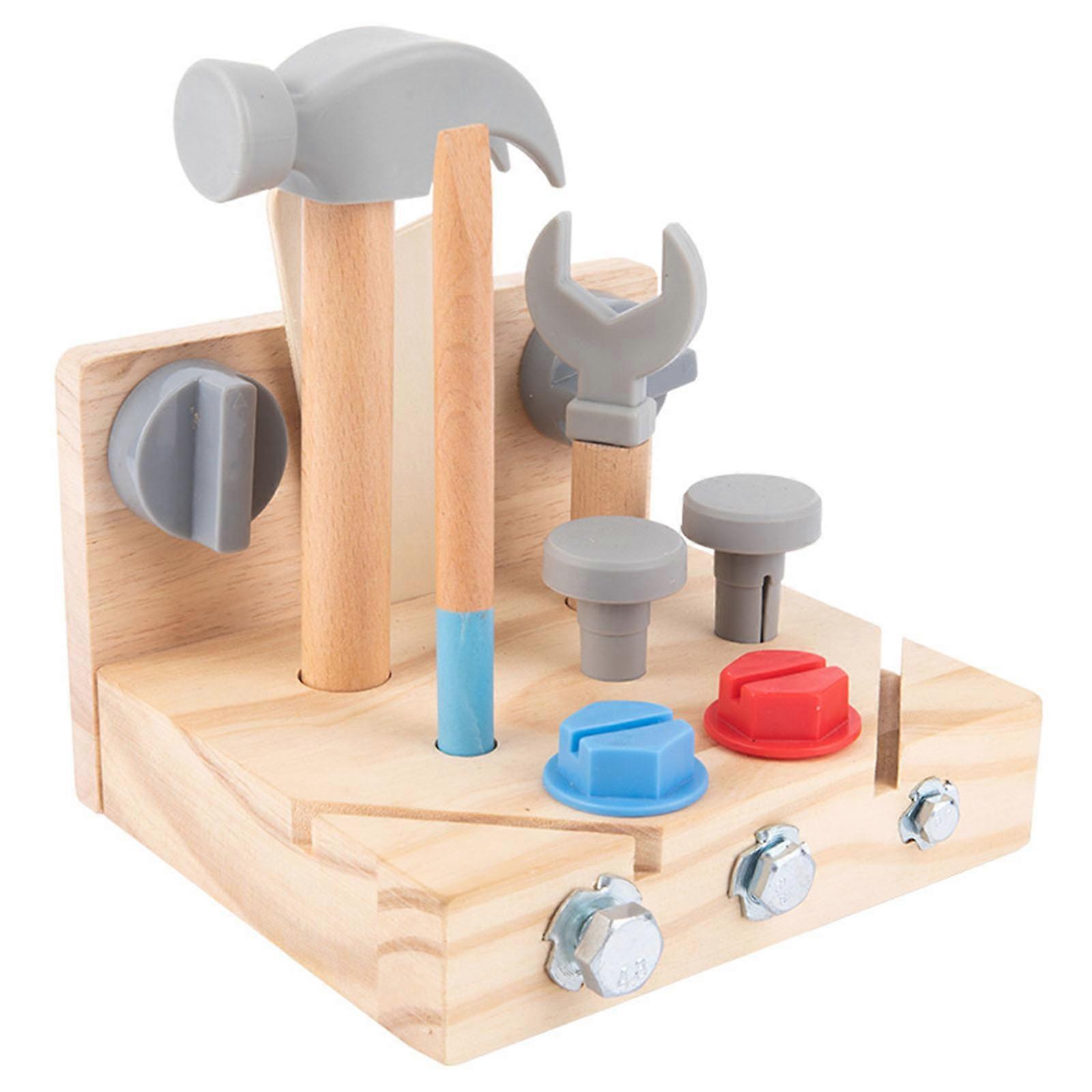 Wooden Tool Kits with Hammer Interactive Pretend for Play Indoor Board Game