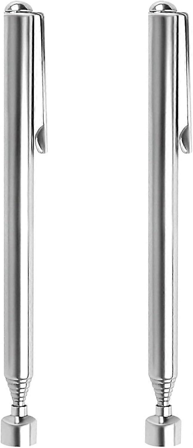 Telescoping Magnetic Pick Up Tool, Portable Extendable Magnet Pick Up Rod Stick for Picking Up Nuts, Bolts, Screws (2 Pieces, Silver)