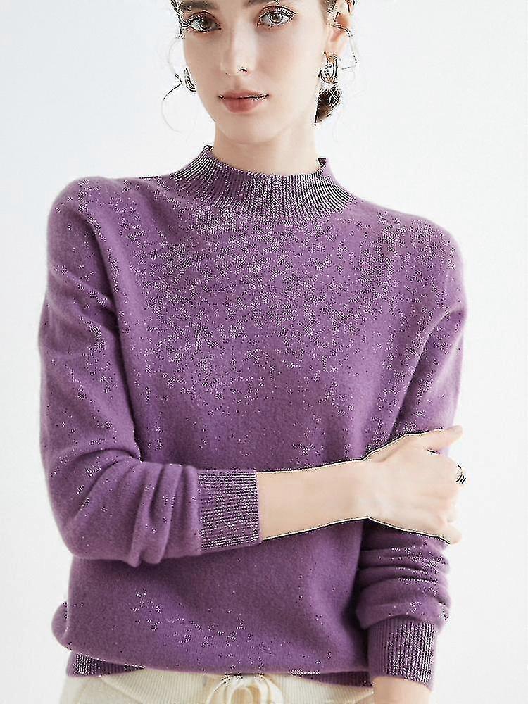 Kaschmirpullover für Damen 100% Kaschmir Leichter langärmeliger Strickpullover mit Rundhalsausschnitt
