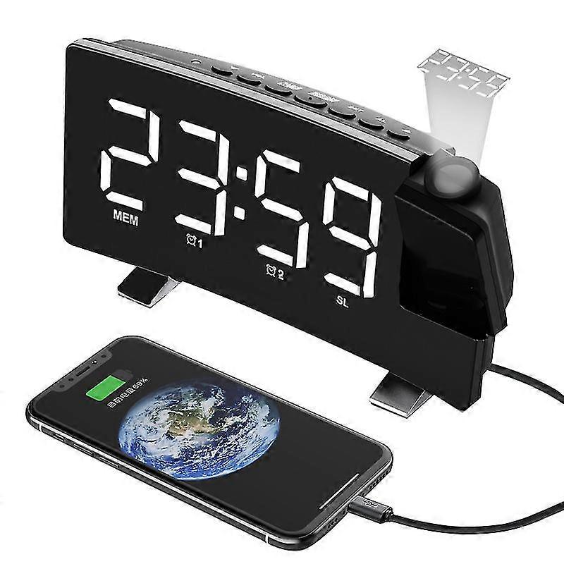 Alarm Clock Projection Digital Alarm Clock Projector Alarm Large Led Alarm Clock Loud Dual Alarm Clock For Heavy Sleeper Kid Elderly Home-YuJia