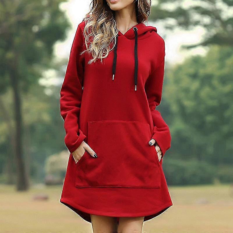 strapless open back dress Red Oversized Hoodie with Thumb Holes main image 0
