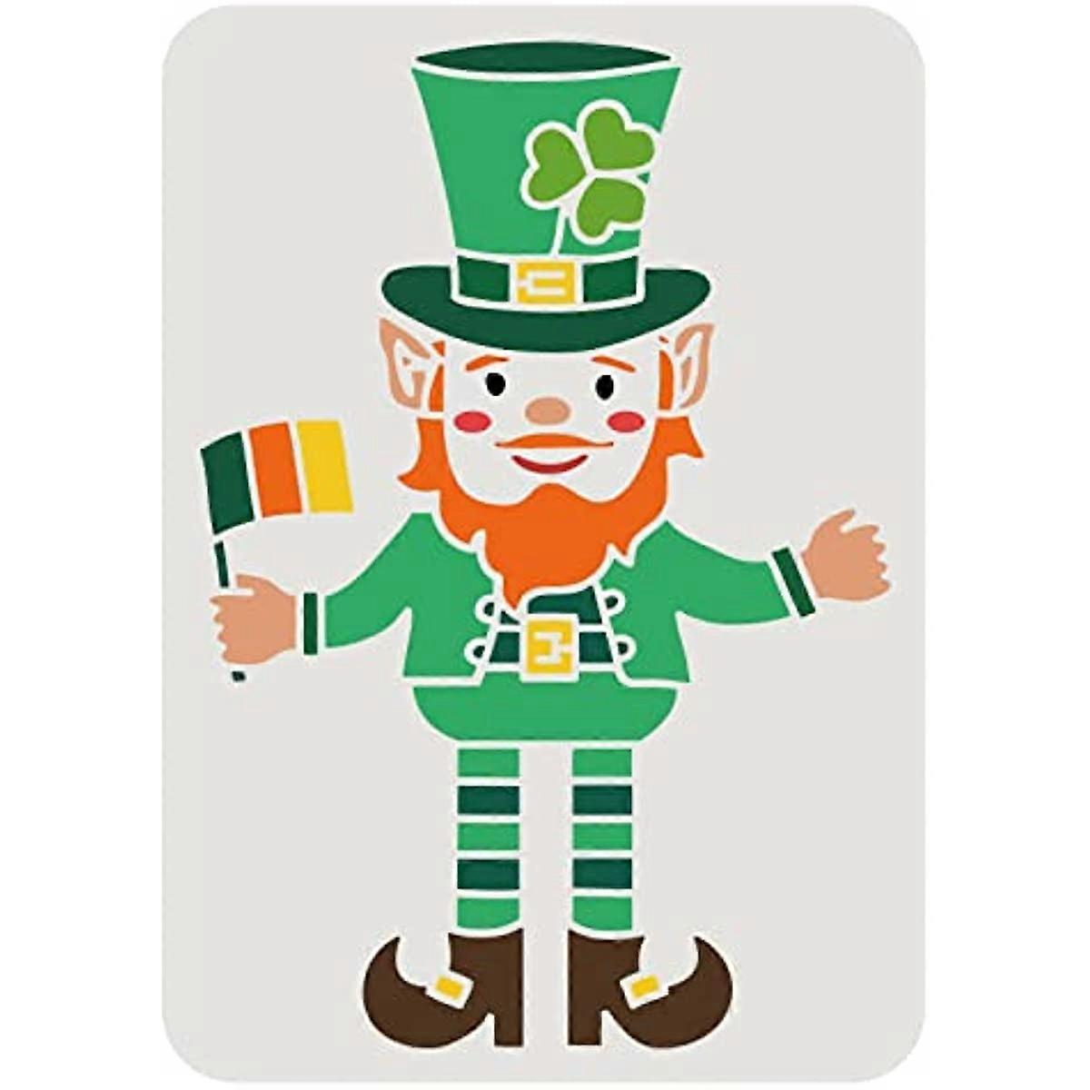 1pc St. Patrick Day Stencils Irish Elf Pattern Reusable Plastic Craft Drawing Painting Template