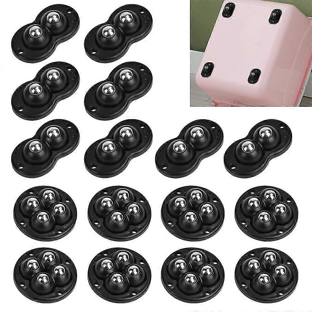 16 قطعة عجلات ذاتية اللصق عجلات دوارة عالمية صغيرة عجلات بلاستيكية صغيرة 360 درجة عجلات دوارة أسود لصناديق التخزين ، أثاث صغير 2 شارع