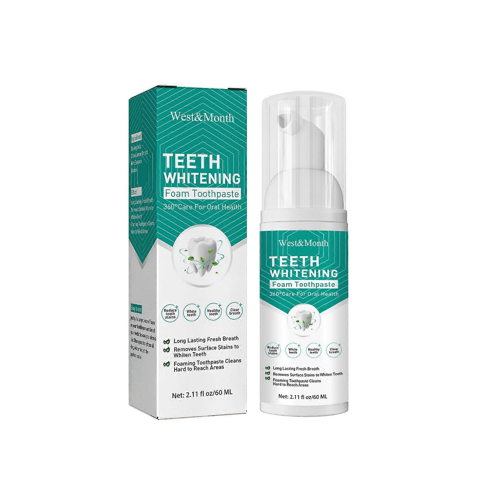 60ml Tooth Brightening Essence Foam Toothpaste Effective Removing Tea Coffee Plaque Stain for Home Families Oral Health Care