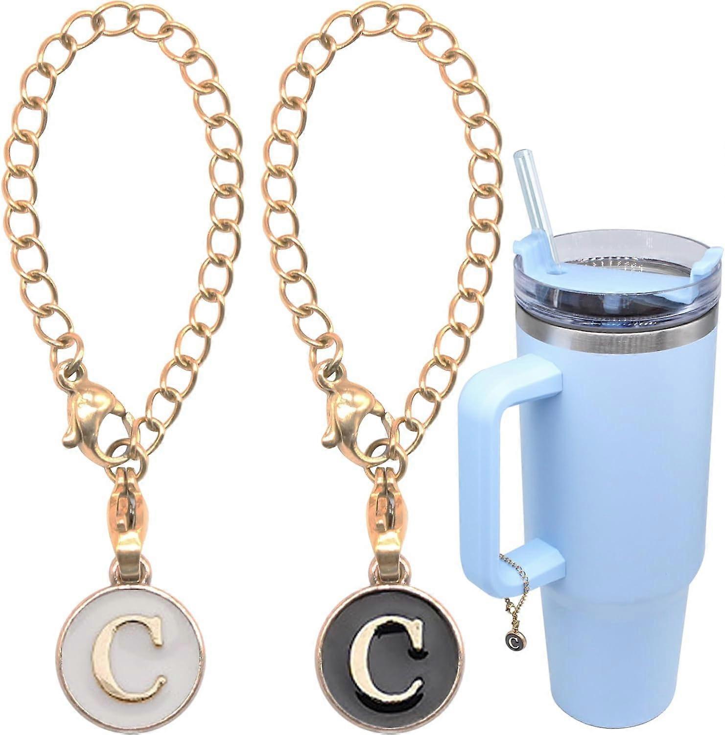Písmeno přívěsek doplňky pro Stanley Cup, 2PCS ID počáteční písmeno přívěsek Personalizované pro Stanley Tumbler Cup identifikační rukojeť písmeno přívěsky