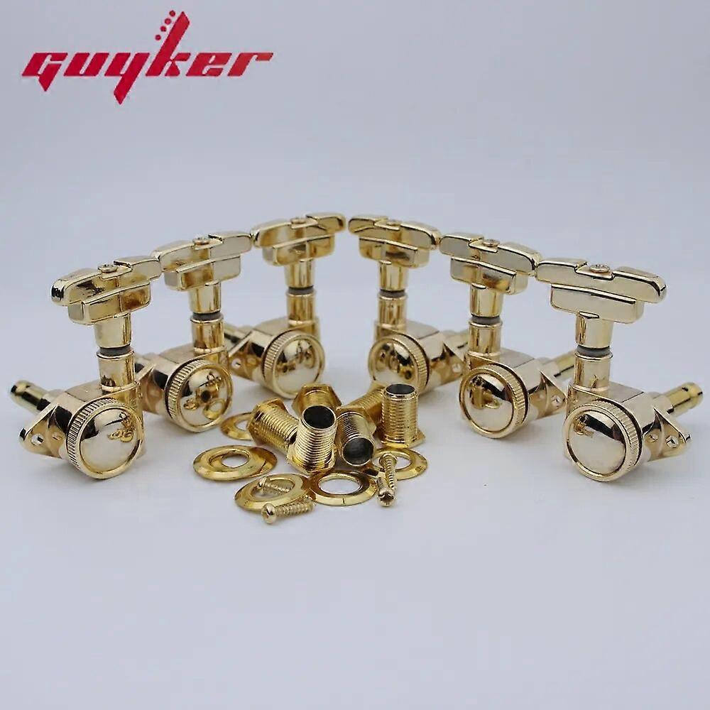 3R3L Gold Guitar Tuning Pegs Lock String Tuner Machine Heads Art Deco Rotomatic Imperial Style Head