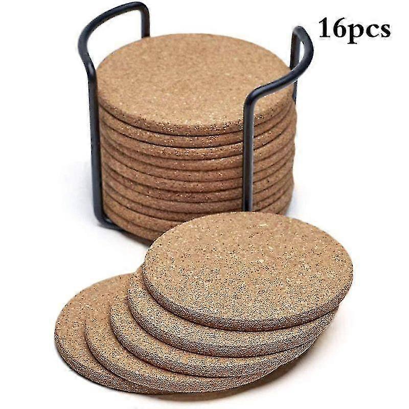 Cork Coasters Round Set Of 16, For Table And Bar 10 Cm