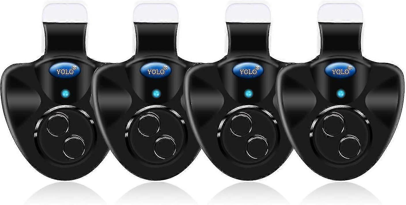4pcs שחור אלקטרוני לד אור דיג לנשוך קול אזעקה פעמון קליפ על חכה דיג (q)