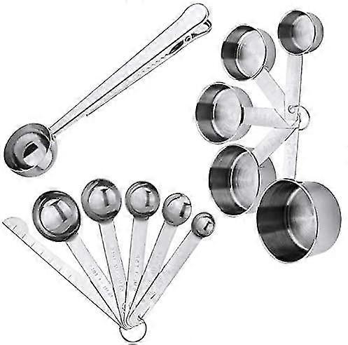 5 Cup Stainless Steel Measuring Spoon Sets Measure 5 Tbsp. Measure 1 Spoon With Clip 1 Measuring Ruler Kitchen Utensils For Dry And Liquid Ingredients