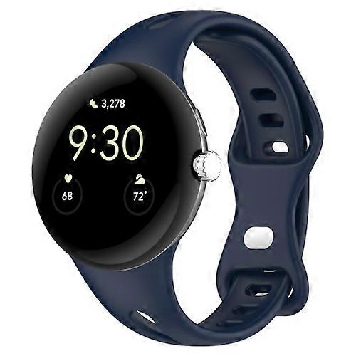 For Google Pixel Watch Water Drop Slimming Butterfly Button Solid Silicone Band
