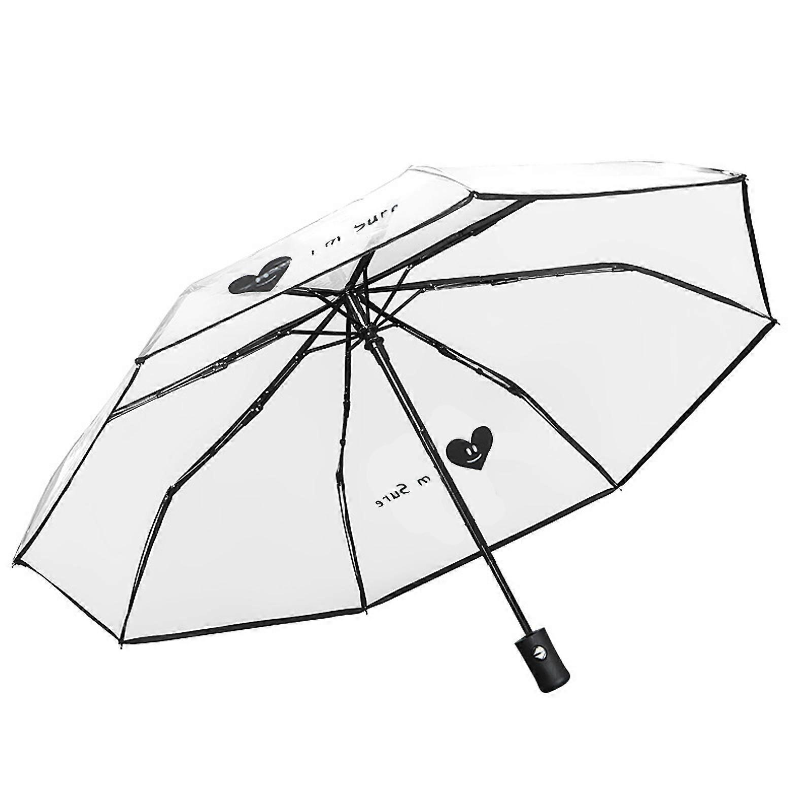 Clear Folding Umbrella Windproof Compact Automatic Open Sturdy Painting Style