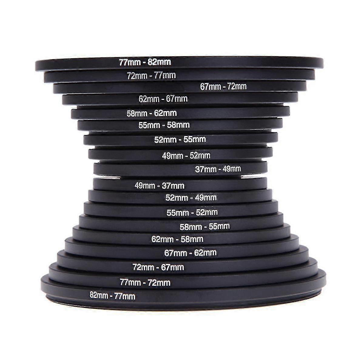 18pcs 37-82mm Lens Camera Mount Ring Filter Adapter Set Photography Converter Accessories Down Easy