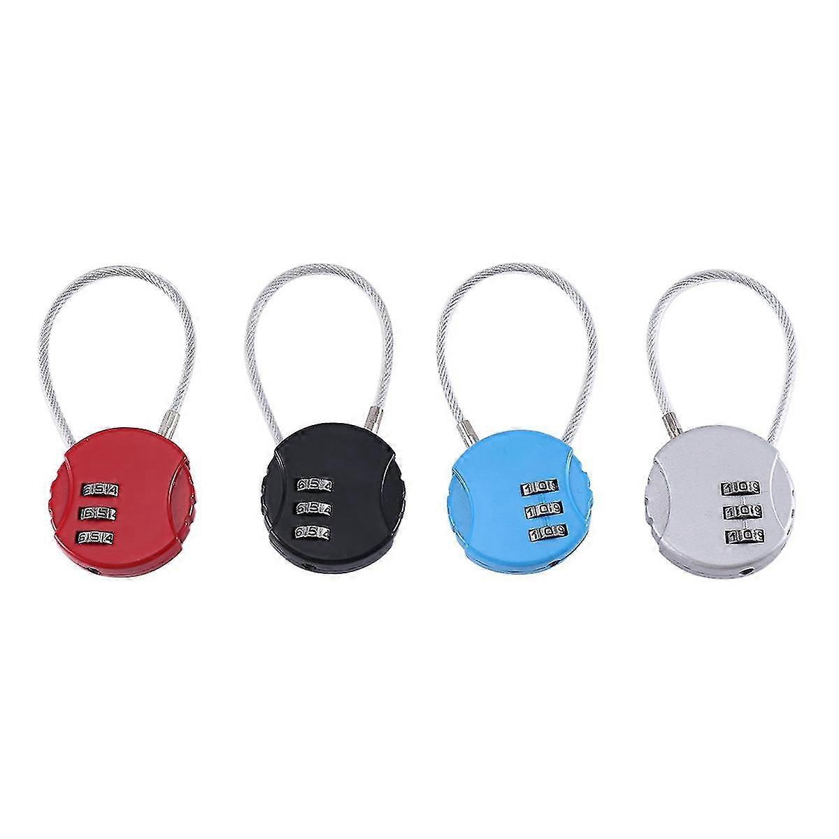 4 Pcs Combination Padlocks, Keyless Resettable Padlocks, 3 Digit Combination Security Padlocks, Com