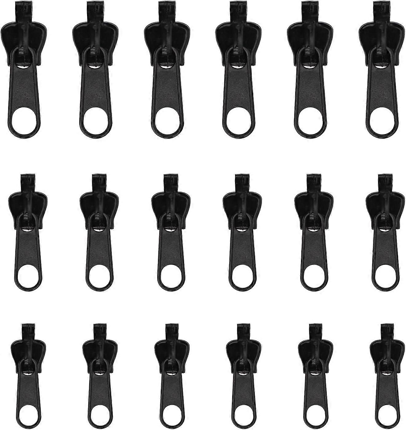 18pcs Fix Zip Puller, Zipper Fixer Detachable Zipper Repair Kit, Instant Zipper Tabs Pull Replacement Slider (Black)