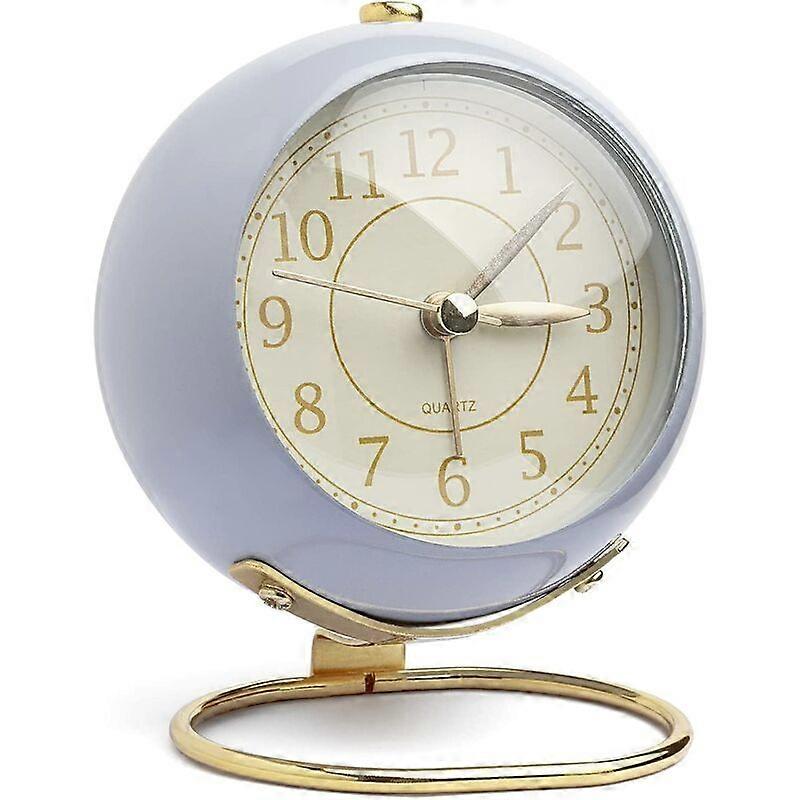 Clock Small Desk Clock for Table, Vintage Analog Retro Non-Tickin