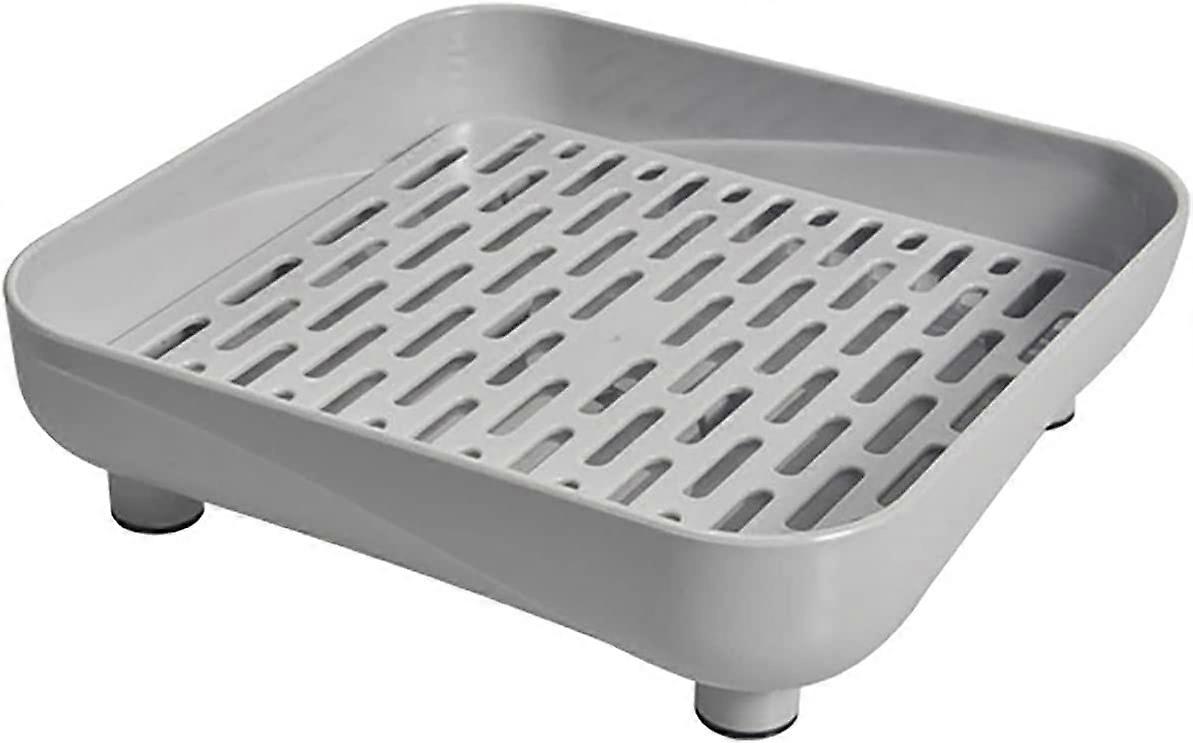 Drip Tray Dish Drainer Mat With Handle, Foldable(Grey, Square)