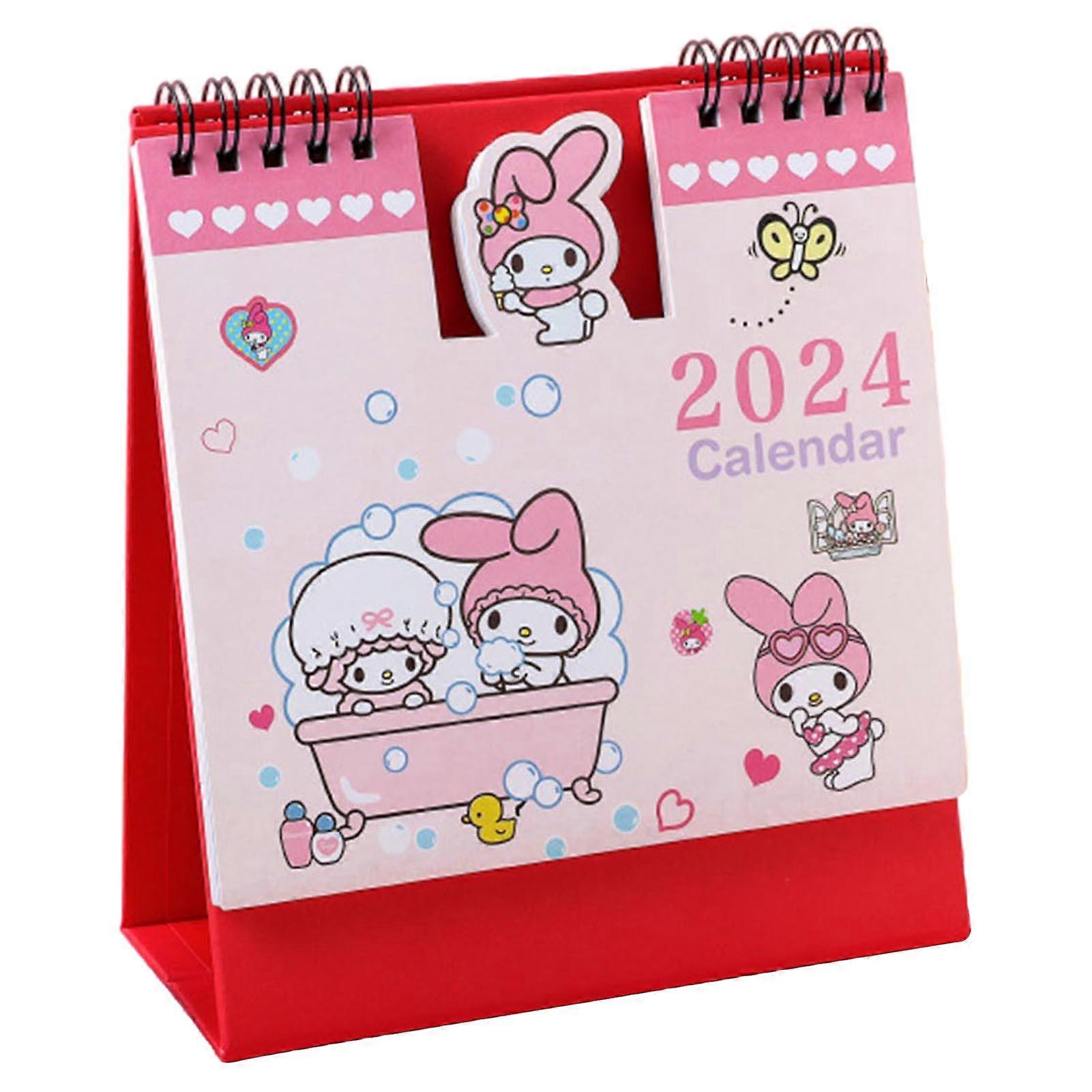 Cartoon Animal Mini Desk Calendar Aug 2023 to Dec 2024 Twin-Wire Binding Portable Monthly New Year Standing Calendar Decor