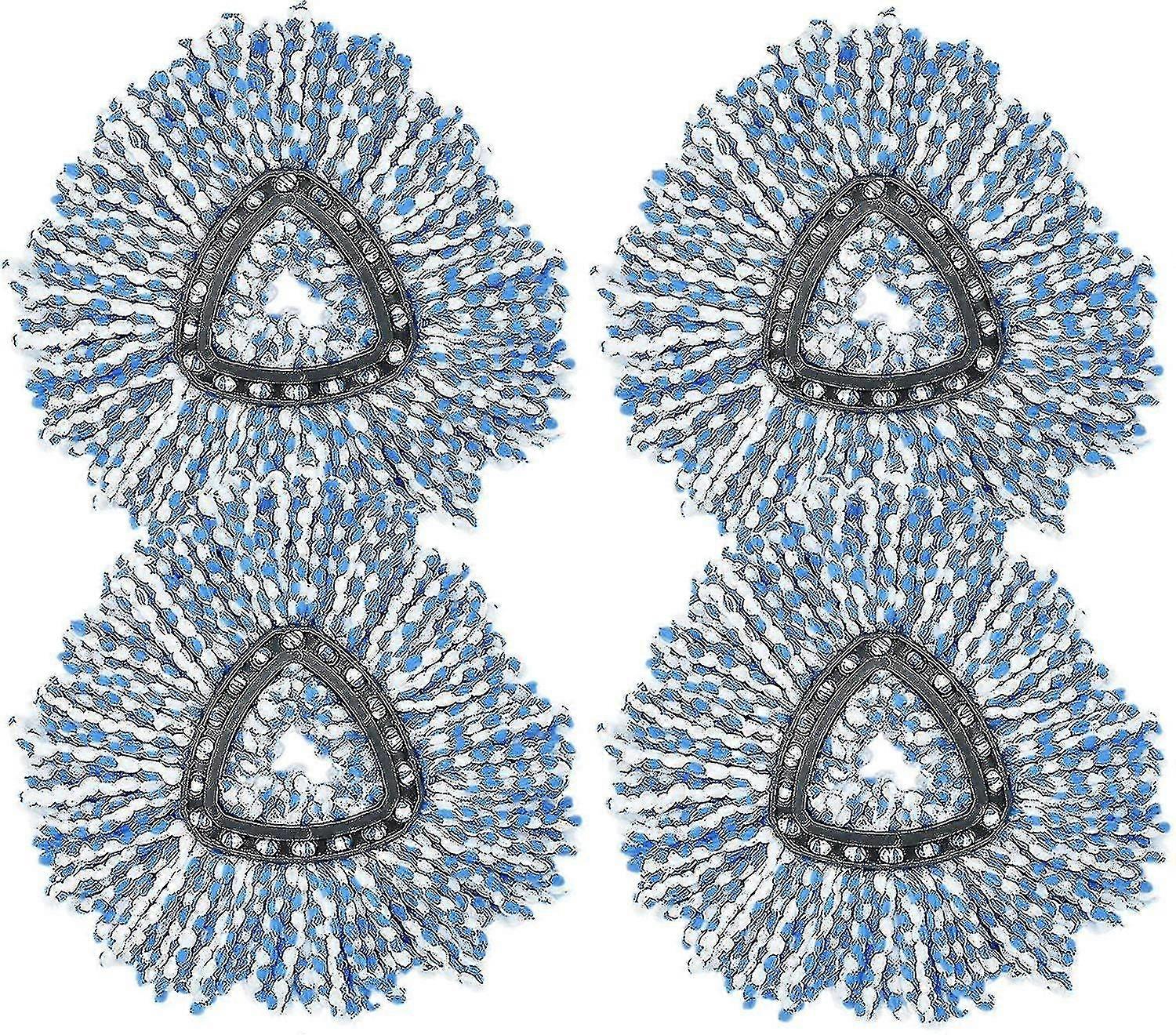 4 Pack Replacement Mop Head, 2 In 1 Easy Wring And Clean Turbo Triangular Cotton Mop, Microfiber Ref--