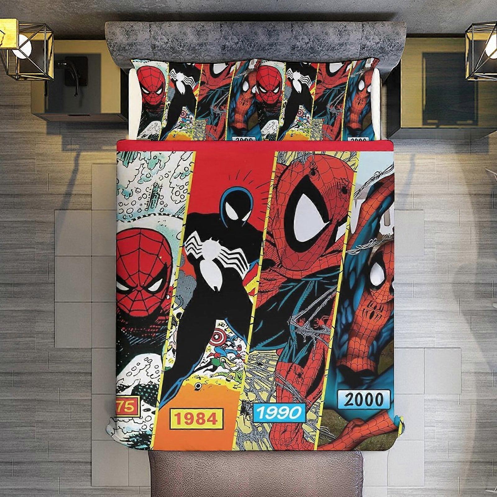 v553  Bed Sheets Bedding Spider-Man 3 Piece Sets Full/Queen Size - Reversible Microfiber Quilts with 2 Shams Soft Lightweight Bedspread Coverlet Comfo