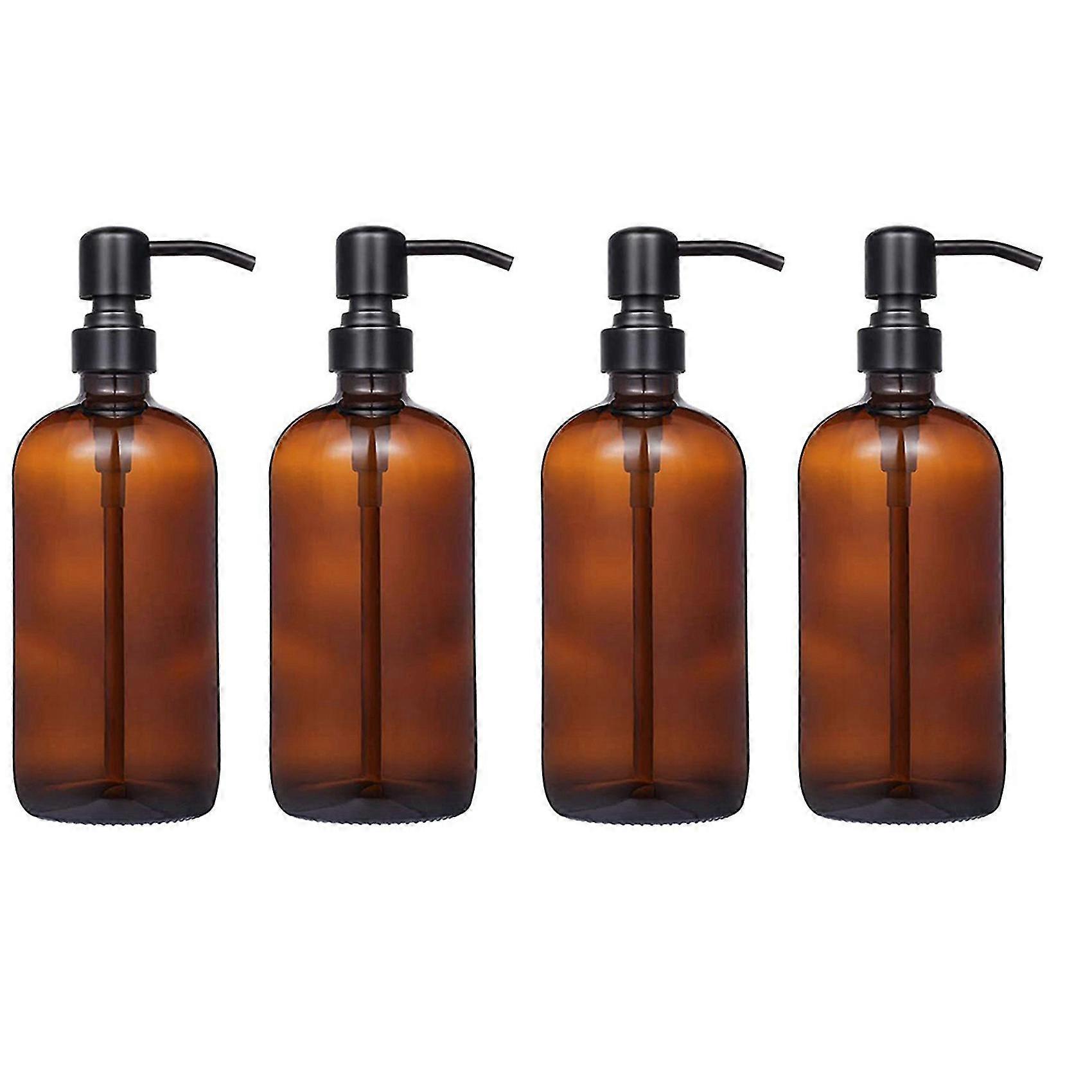 4x Glas 18 Oz Handglasflasche Edelstahl Push-Typ Dispensing