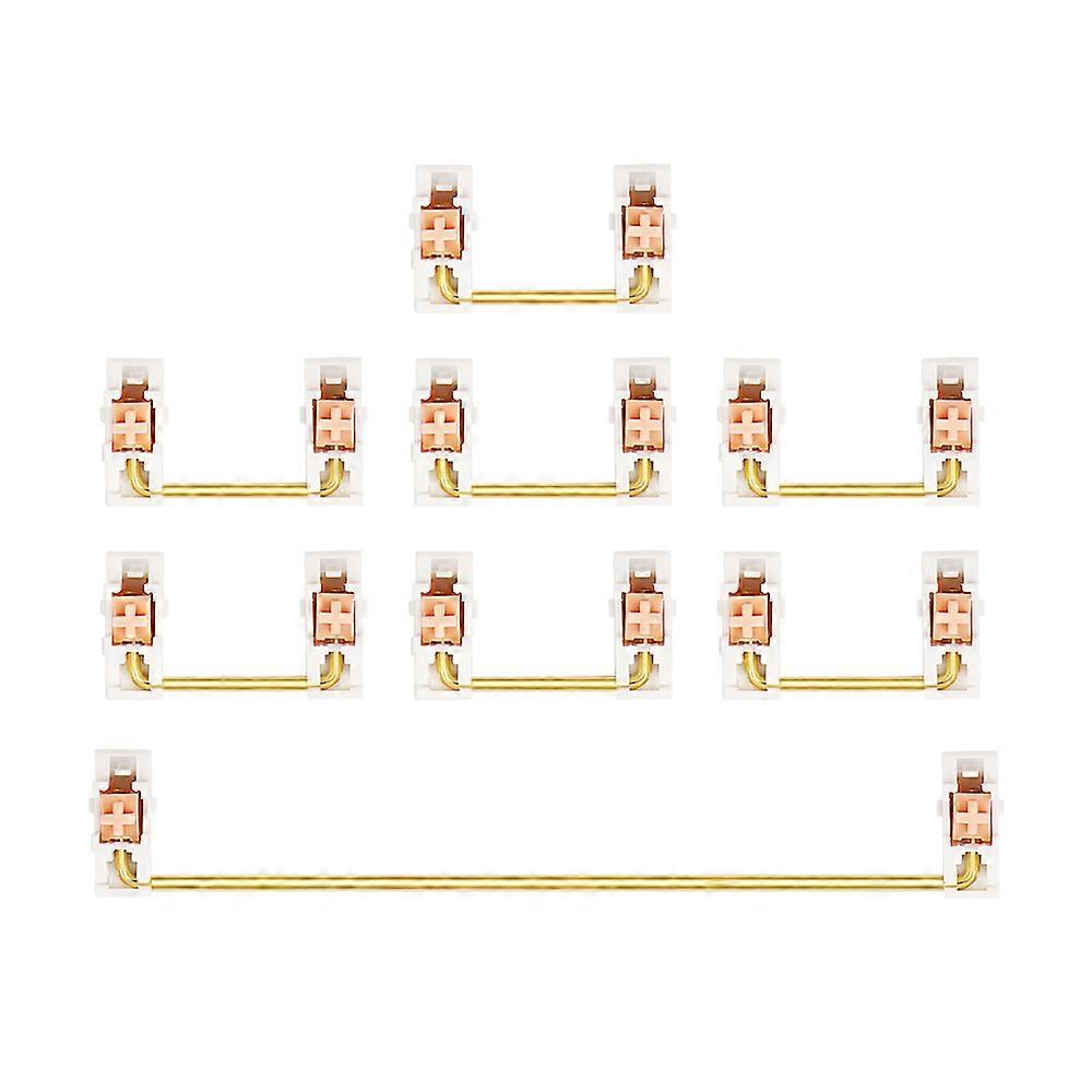 Gold Plated Plate Mounted Stabilizer for Custom Mechanical Keyboard 2U 6.25U (1+7, White Pink)