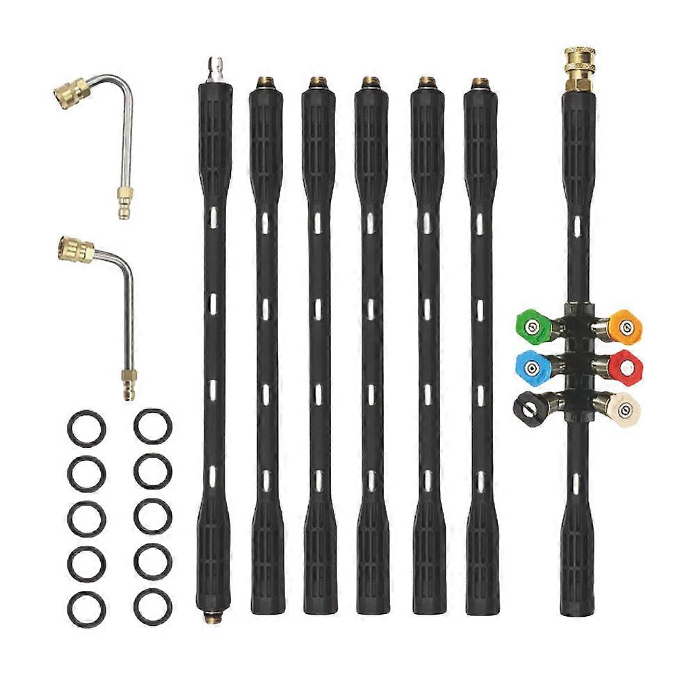 High Pressure Extension Rod Lance Nozzle with 6 Spray Nozzle Tips Water Gun Adjustable Lance 1/4 Quick Connect Car Cleaning Tool