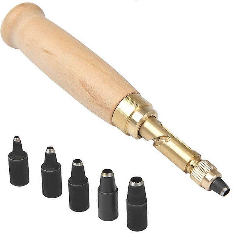 PB Automatisk Læder Punch Tool, Læder Punch Tool Syning Automatisk Punch Belt Puncher med Punch Head 1,5 / 2 / 2,5 / 3 / 3,5 / 4 mm Bits Guazhuni