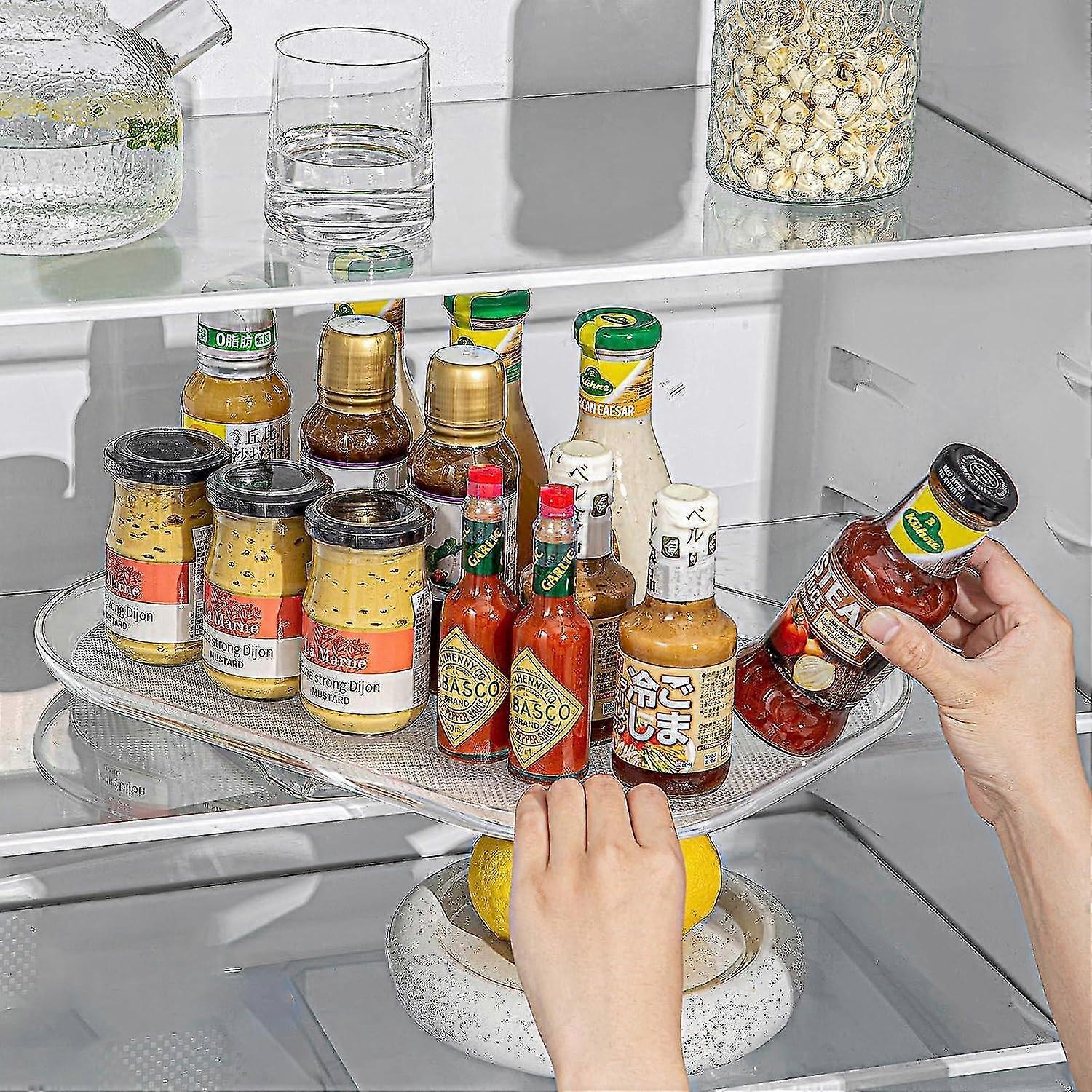Lazy Susan Turntable Organizer For Refrigerator,clear Rectangular Fridge Organizer Storage