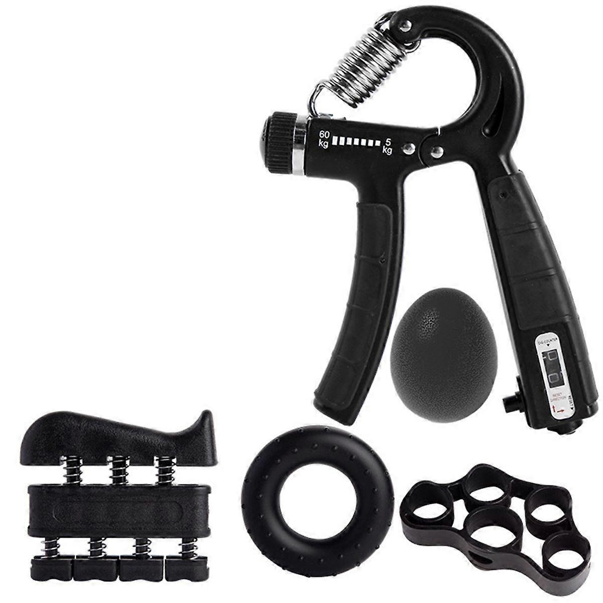 Adjustable Gripper Set FiveFinger Puller Wrist Trainer Fitness FivePiece Set Black