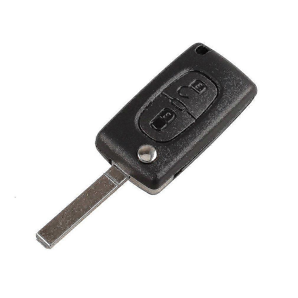 Black 2 Button Car Key Folded Case Shell Uncut Blade Va2 For Citroen C3