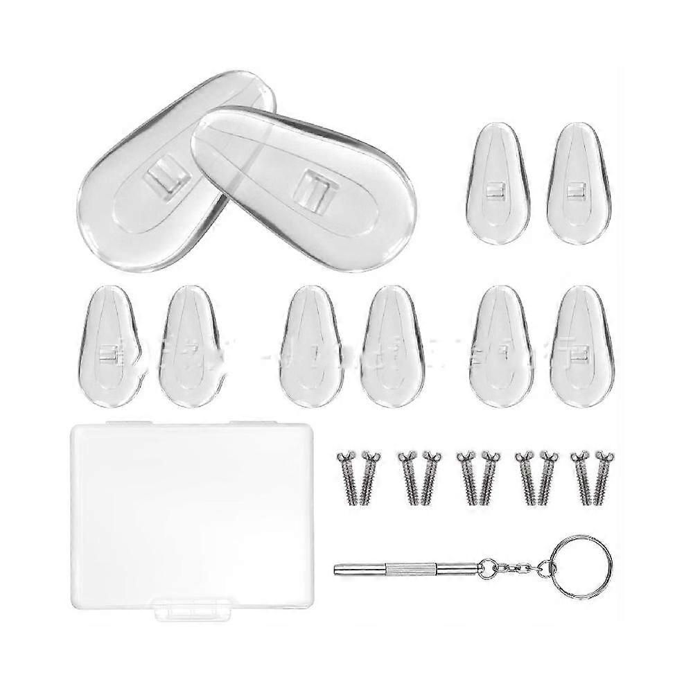 Glasses Nose Pads, Glasses Repair Kit, Screw On Nose Pad, Soft Silicone Nose Pads with Screws Screwdriver Tweezers (6)