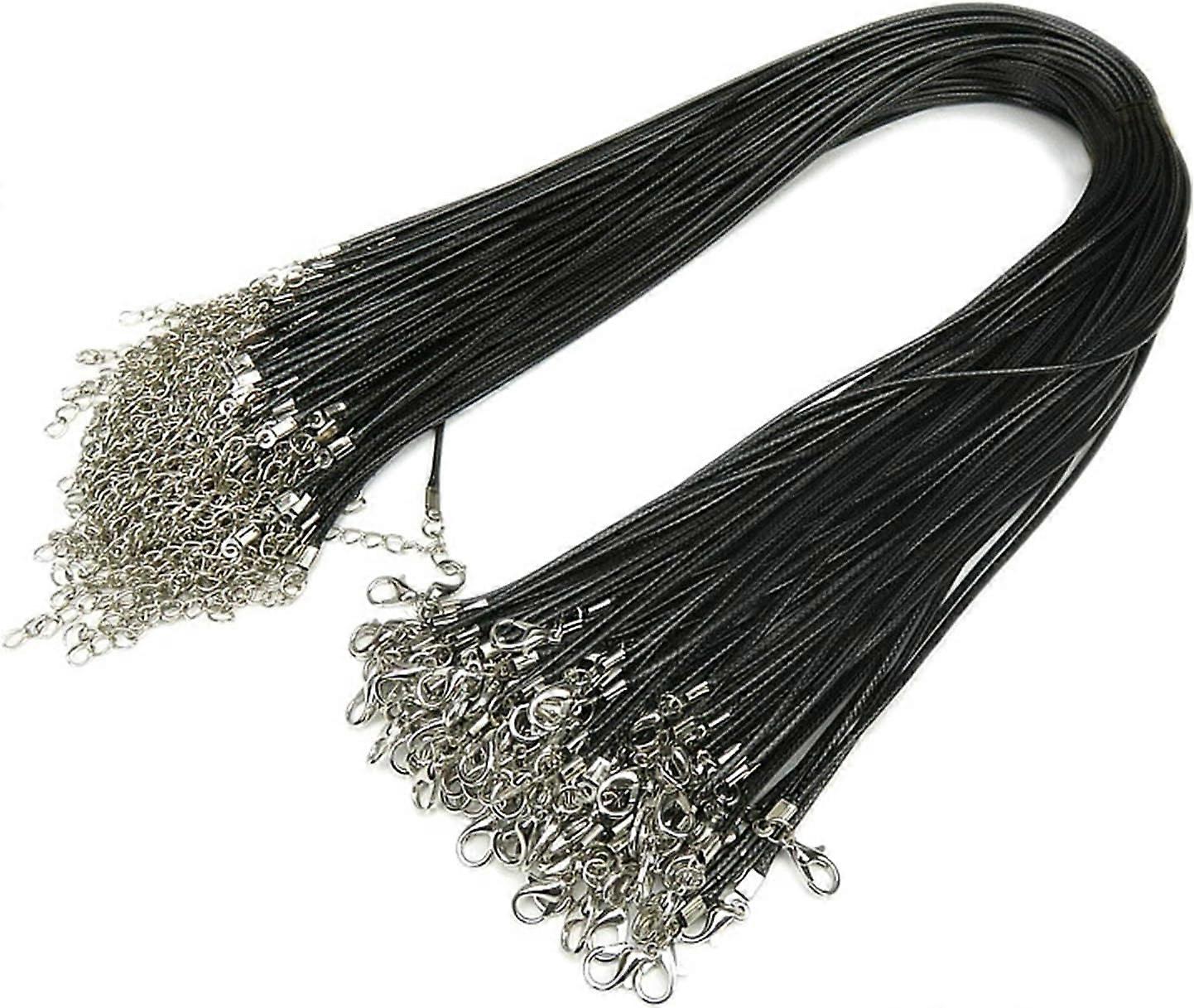 Collier noir cordon avec fermoir mousqueton - Cordon pendentif ciré