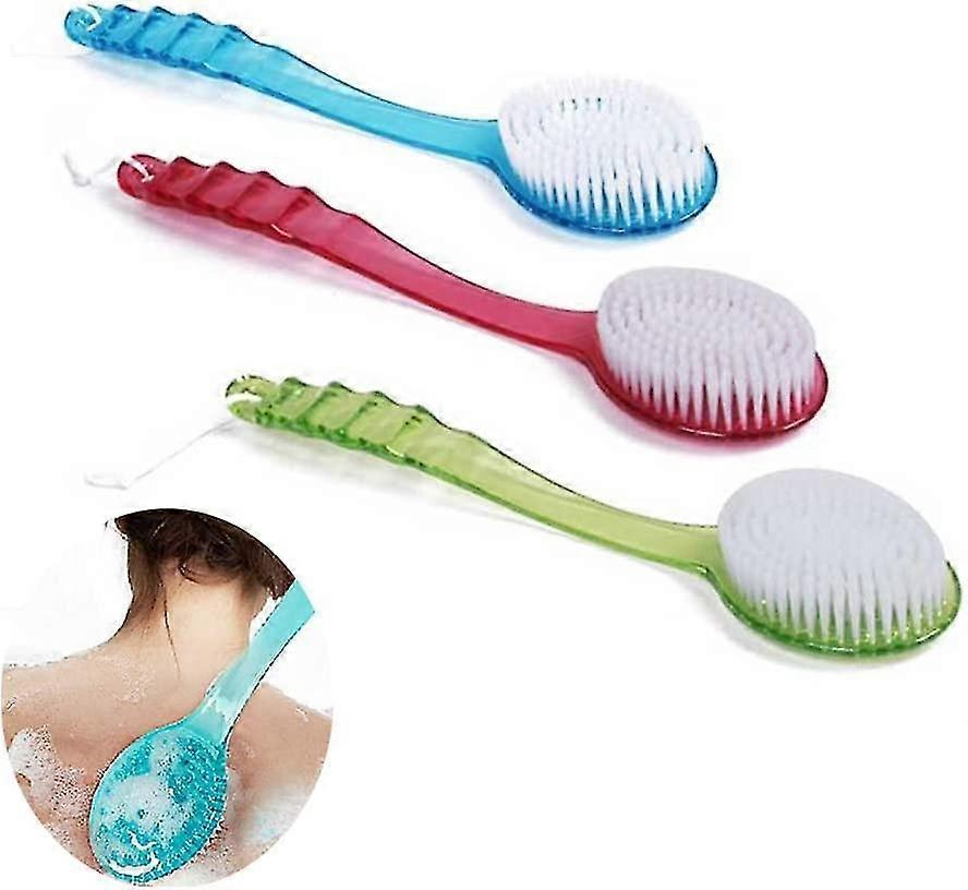 3 Pcs Long Handle Plastic Shower Brush