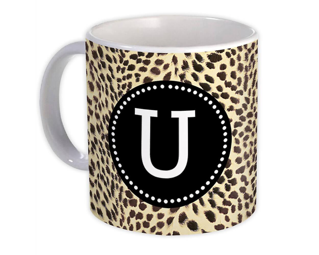 Geschenk Mok: Monogram Letter U Cheetah