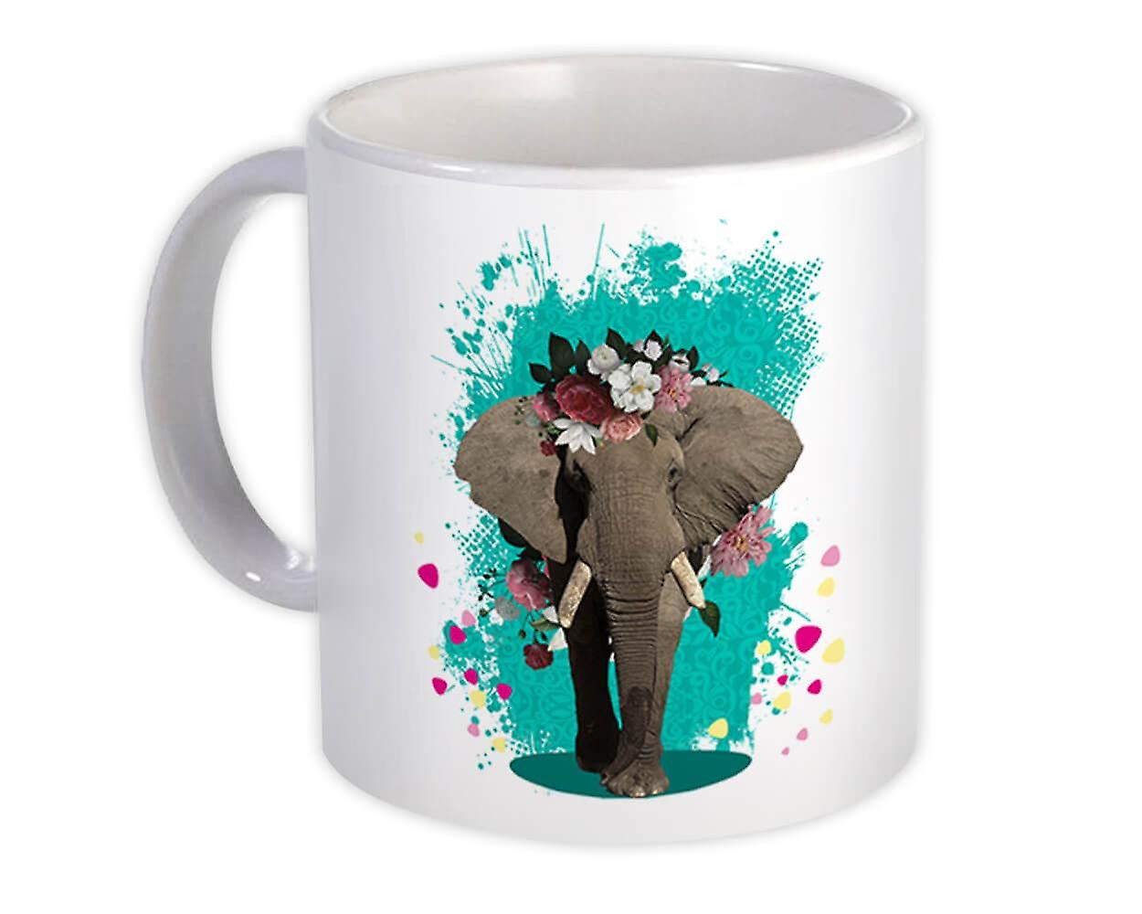 Presentmugg: Elefantfotografering Blommig