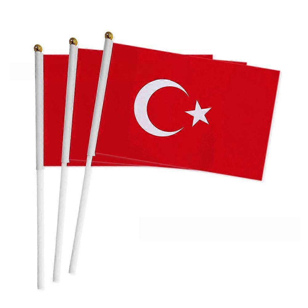 50 قطعة تركيا 2024 كأس أوروبا تلوح يدويا العلم الوطني مروحة العلم البوليستر علم الحريري مع قضيب 1421 سم