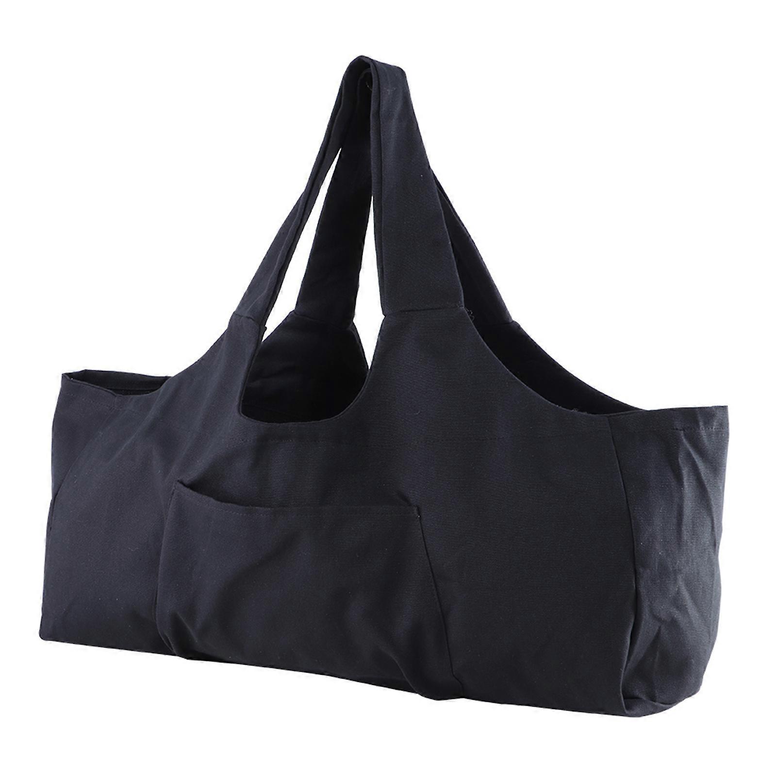 Black Canvas Gym Bag with Large Capacity and Single Shoulder Strap