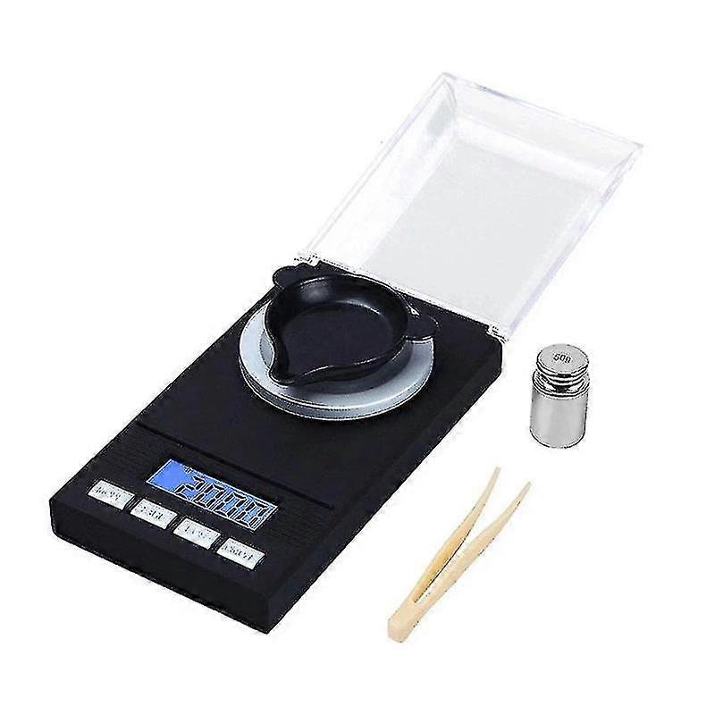 0.001g Electronic Digital Scale Portable Mini Scale Precise Professional Pocket Scale Milligram 50g Calibration Weights Tweezer(50g 0.001g) Ns2