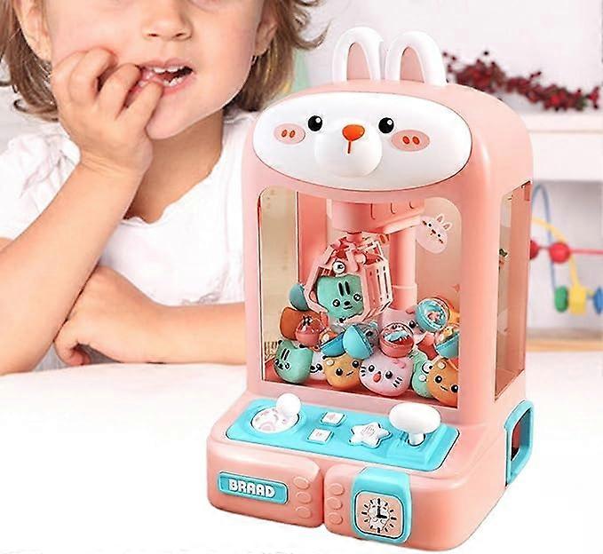 Mini Claw Machine With Music Lighting Cute Rabbit Claw Machine For Kids With 10 Capsule Toys10 Mini Dolls,100% New