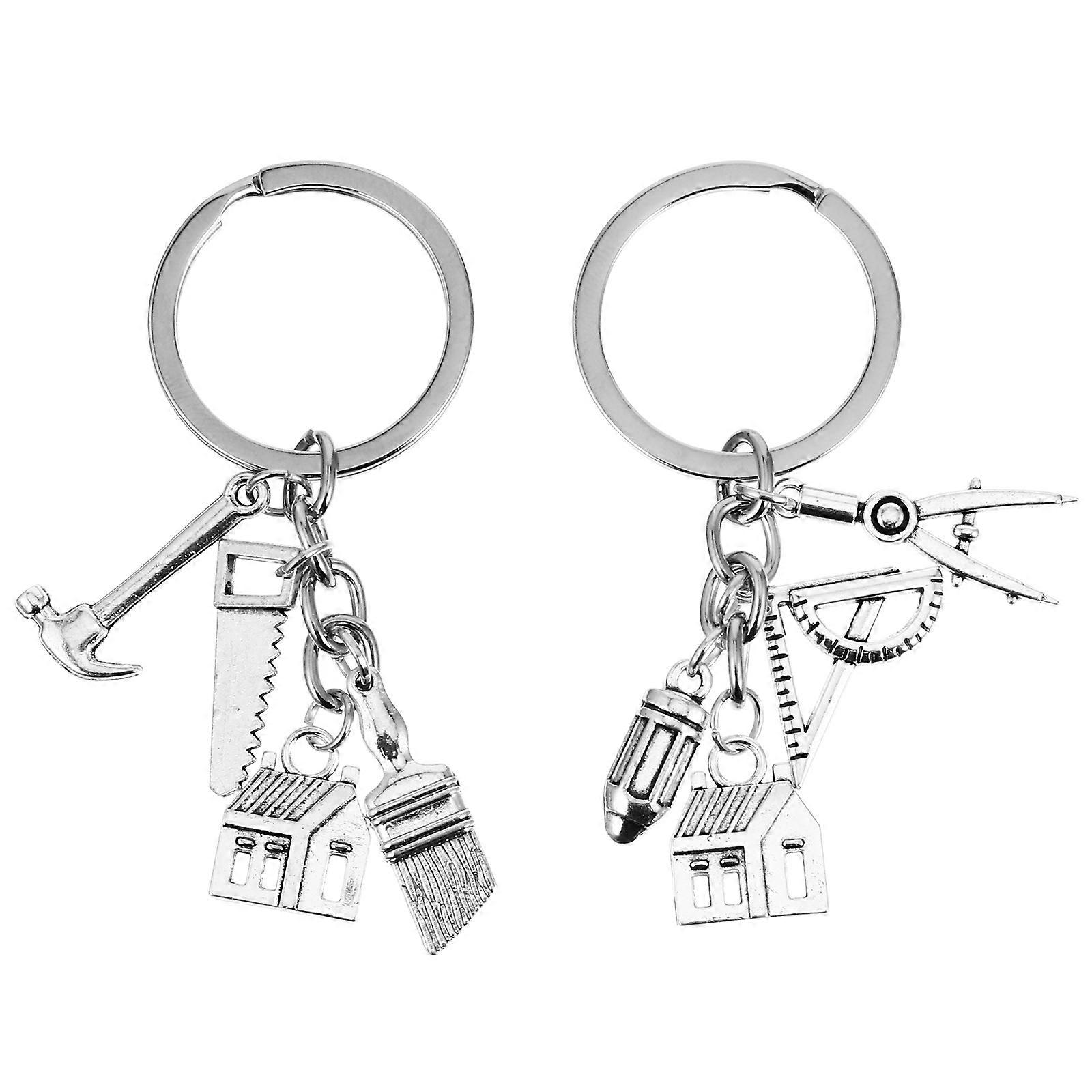 2pcs Funny Key Chains Bag Keys Hanging Pendant Decorative Keychains (Silver)