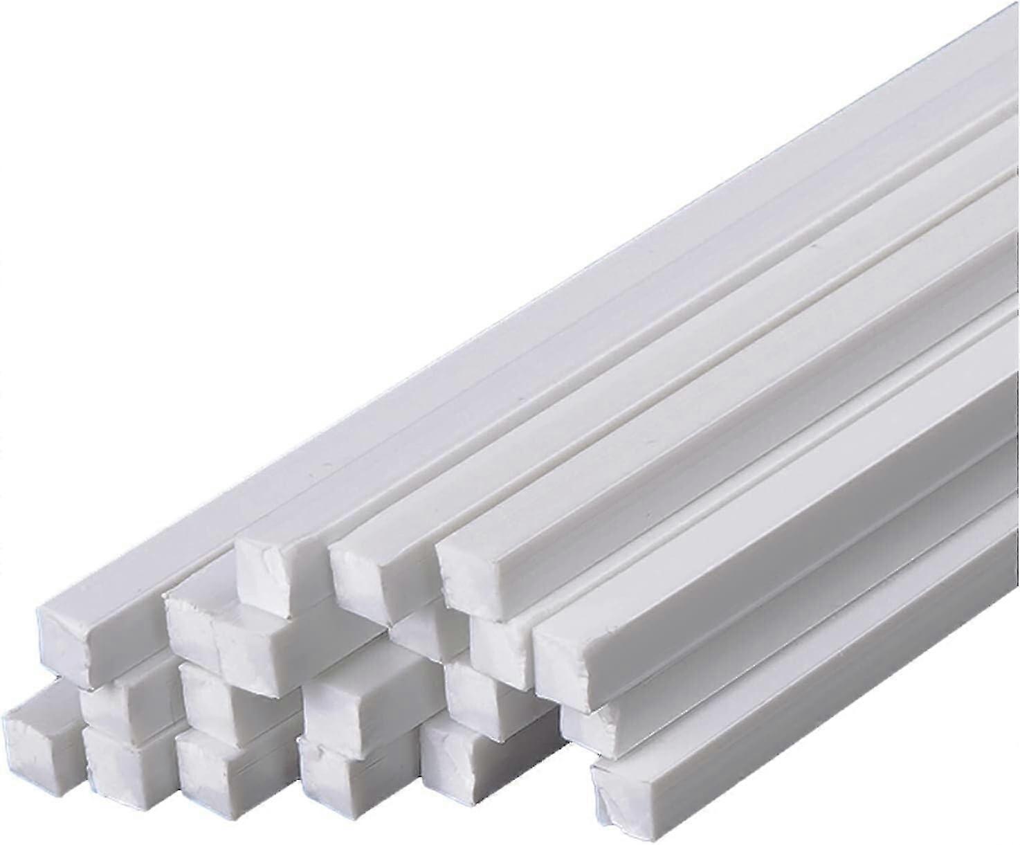 20 قطع ABS قضيب مربع صلب 500 مم | قضيب بلاستيكي أبيض 2-6 مم | صلابة وقوة عالية