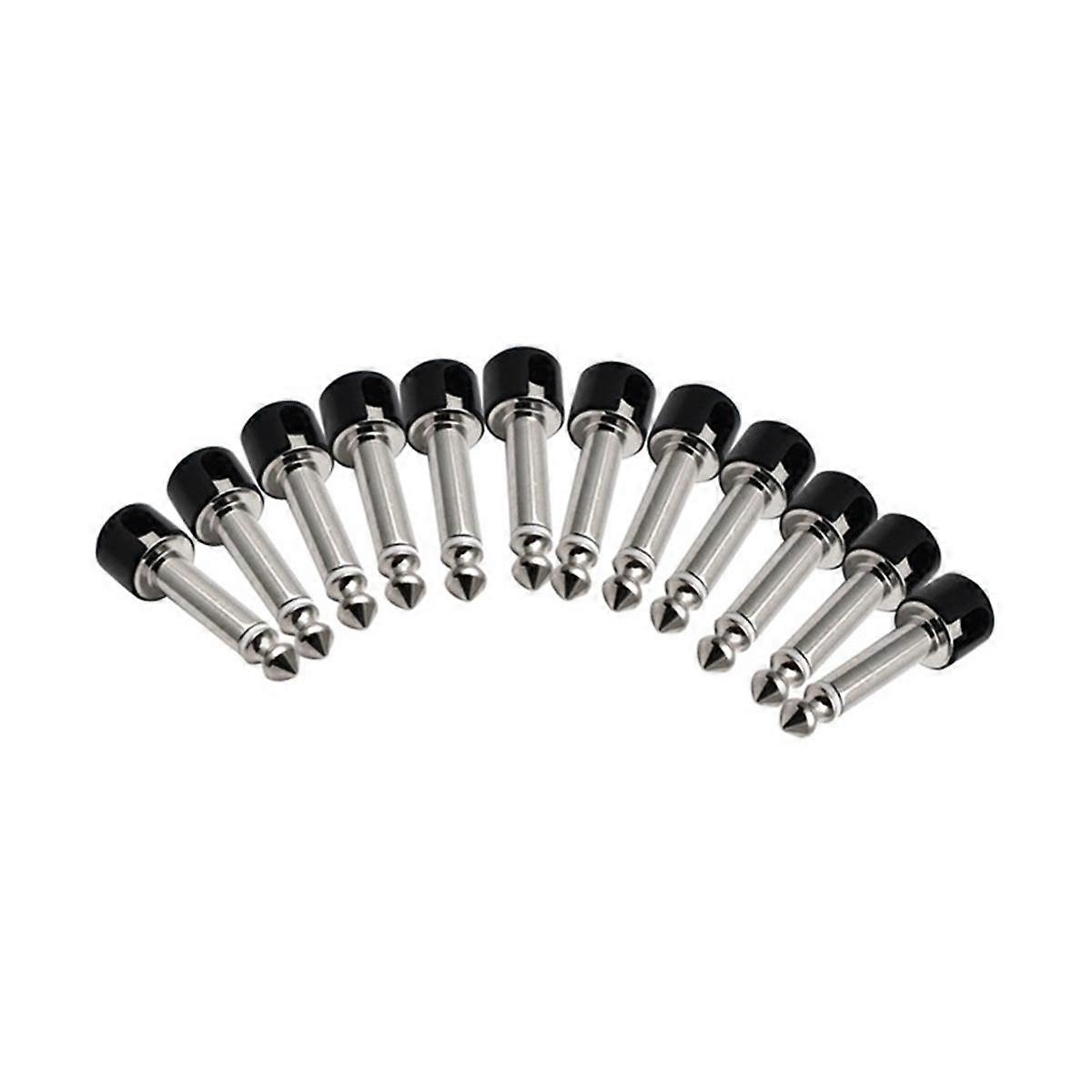 12Pcs DIY Strait Audio Solderless 6.35 Mono Plug Solder Free Plug Guitar Effect Connector Chrome Bl