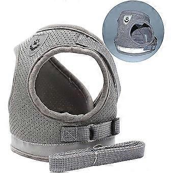 Cat Harness, Cat Leash, Kitten Harness, Lightweight Breathable Cat Harness, Adjustable With Reflective Strips (l, Grey)