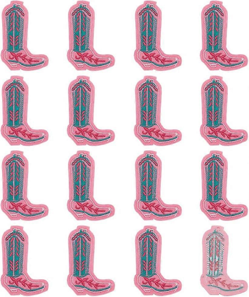 16 Pcs Cowgirl Boot Cloth Patch 3.1x1.9inch Computerized Embroidery Boots Patch Iron on Boots Applique Patches Western Long Boot Sewing Appliques for 